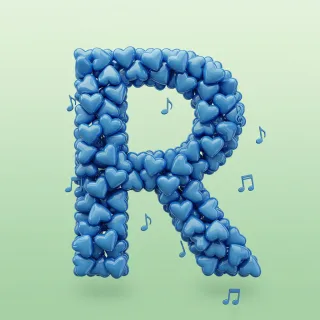 Blue hearts — letter R
