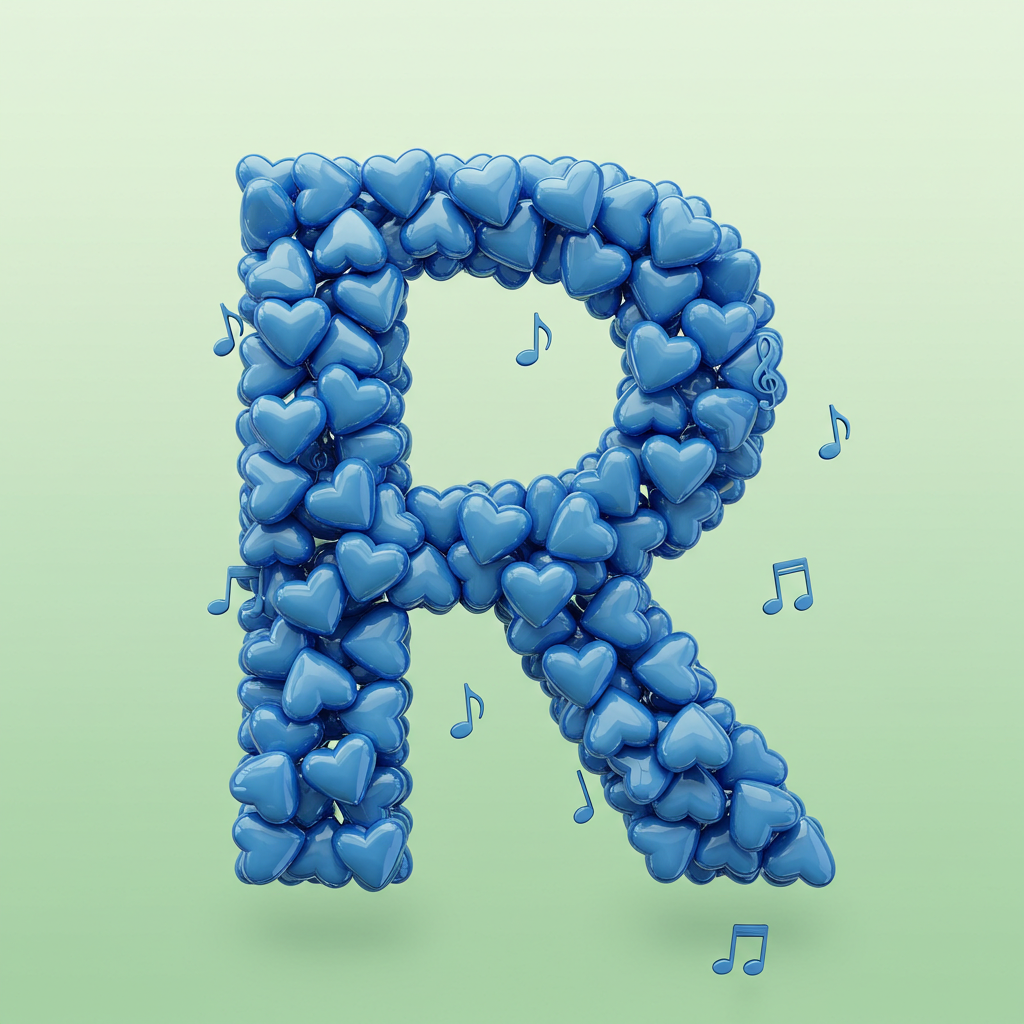 Blue hearts — letter R