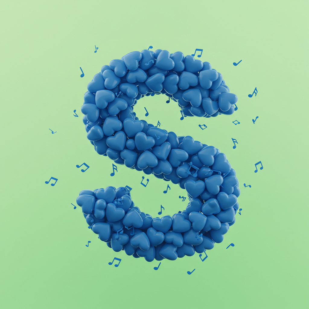 Blue hearts — letter S