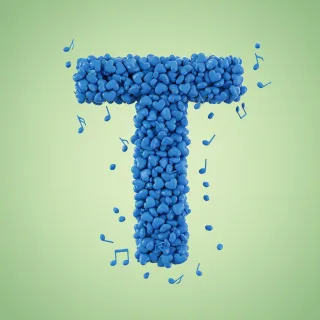 Blue hearts — letter T (variant 2)