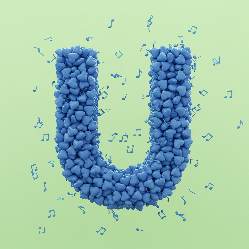 Blue hearts — letter U