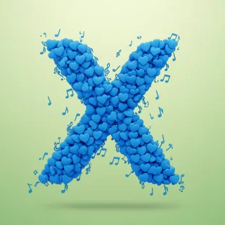 Blue hearts — letter X
