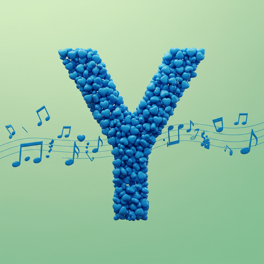 Blue hearts — letter Y
