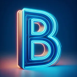 Blue neon — letter B (variant 2)