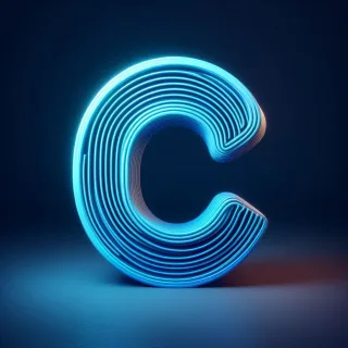 Blue neon — letter C (variant 2)