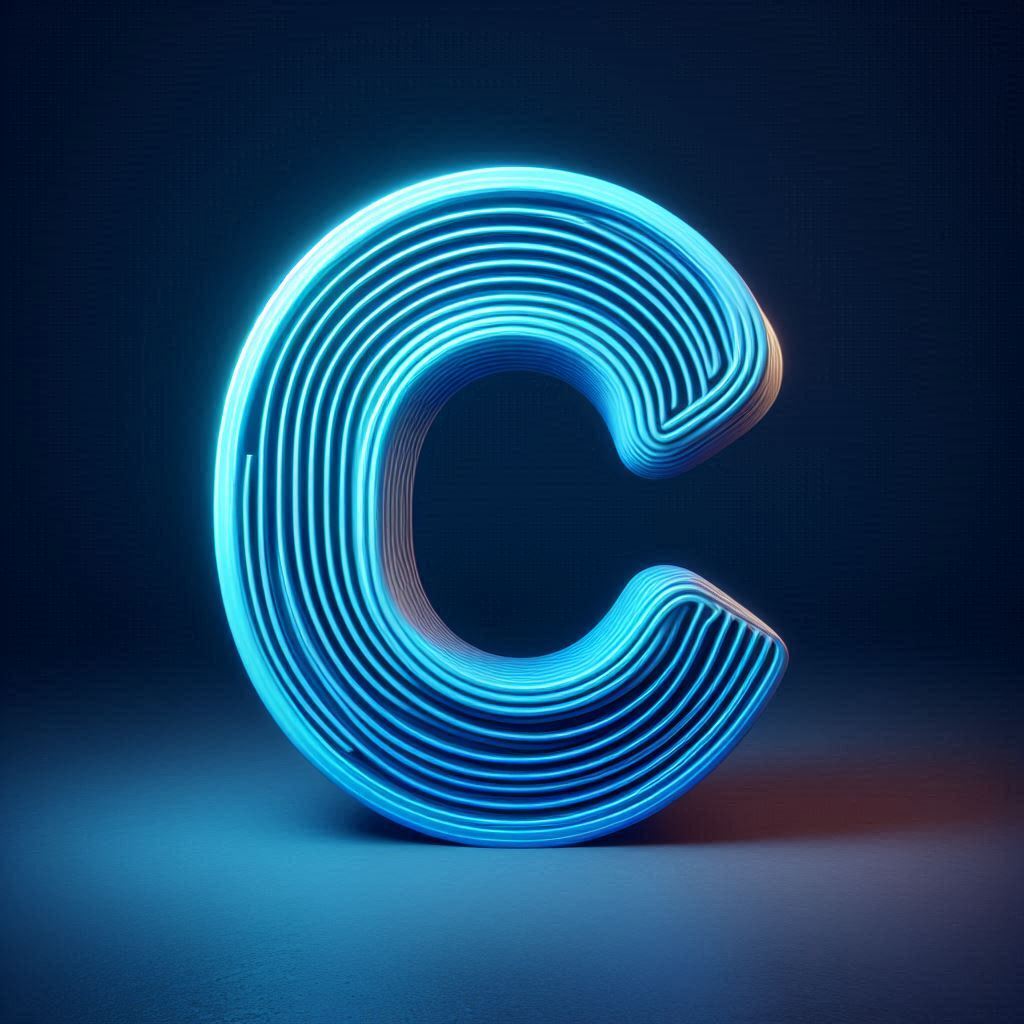 Blue neon — letter C (variant 2)