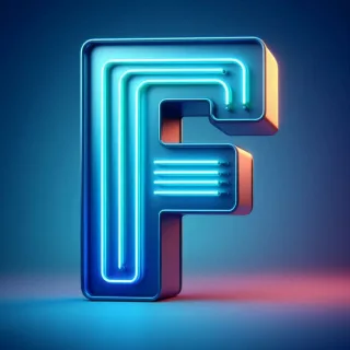 Blue neon — letter F