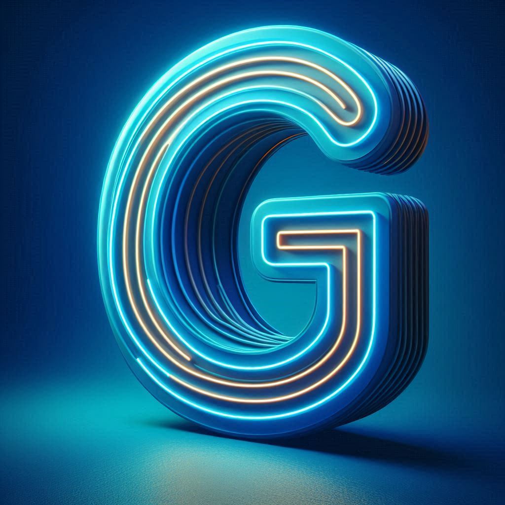 Blue neon — letter G