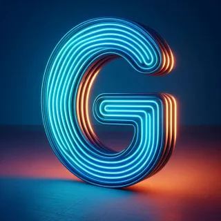 Blue neon — letter G (variant 2)