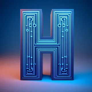 Blue neon — letter H