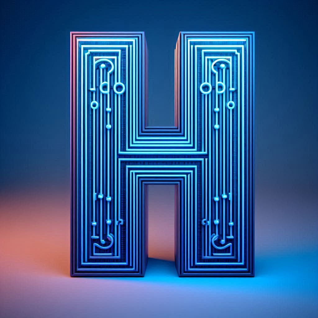 Blue neon — letter H