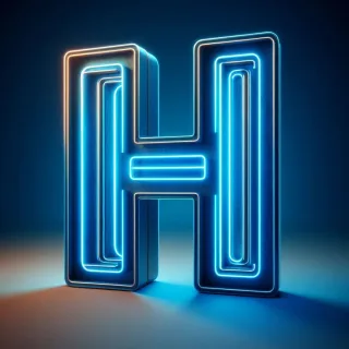 Blue neon — letter H (variant 2)