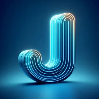 Blue neon — letter J
