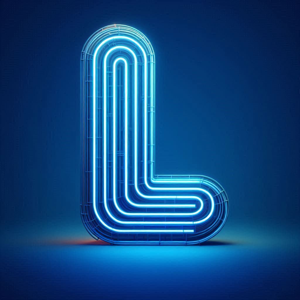 Blue neon — letter L