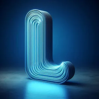 Blue neon — letter L (variant 2)