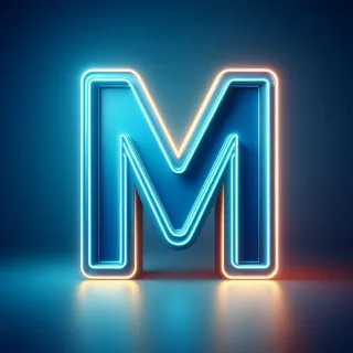 Blue neon — letter M