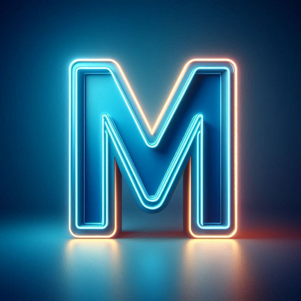 Blue neon — letter M