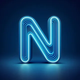 Blue neon — letter N