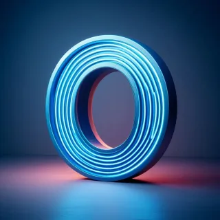 Blue neon — letter O (variant 2)