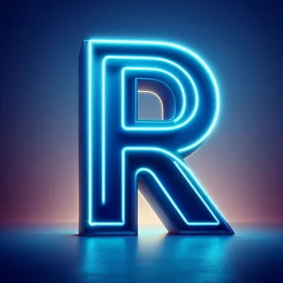 Blue neon — letter R