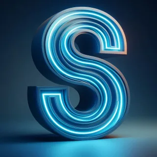Blue neon — letter S (variant 2)