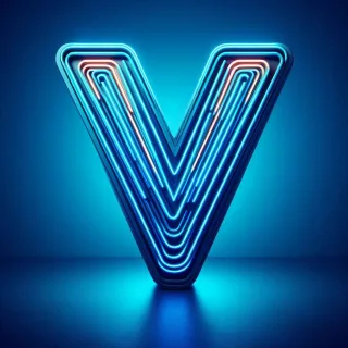 Blue neon — letter V