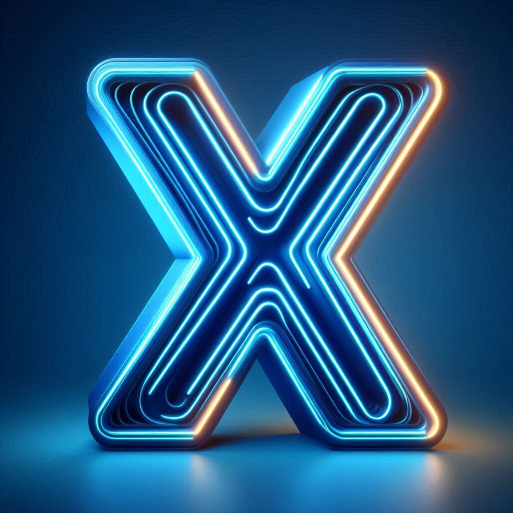 Blue neon — letter X