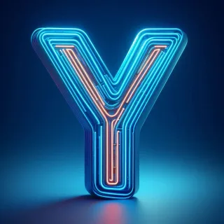 Blue neon — letter Y (variant 2)