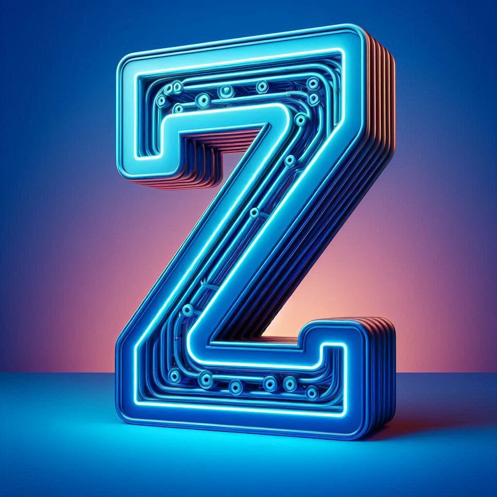 Blue neon — letter Z (variant 2)