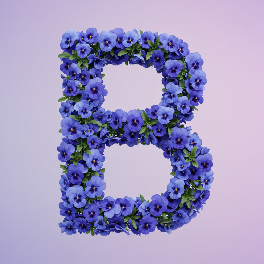 Blue pansies — letter B