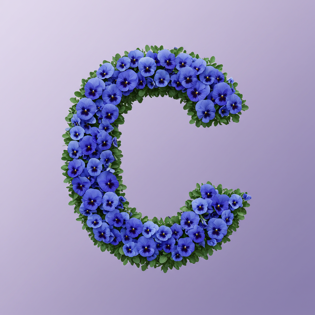 Blue pansies — letter C