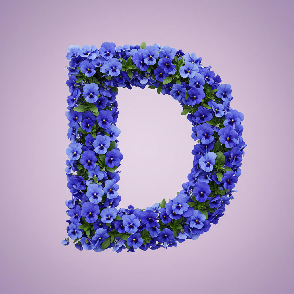 Blue pansies — letter D