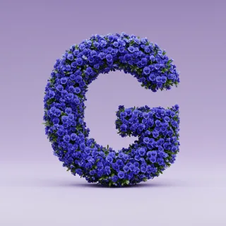 Blue pansies — letter G