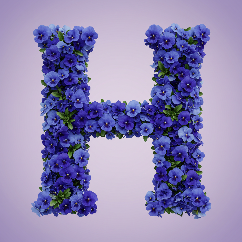 Blue pansies — letter H