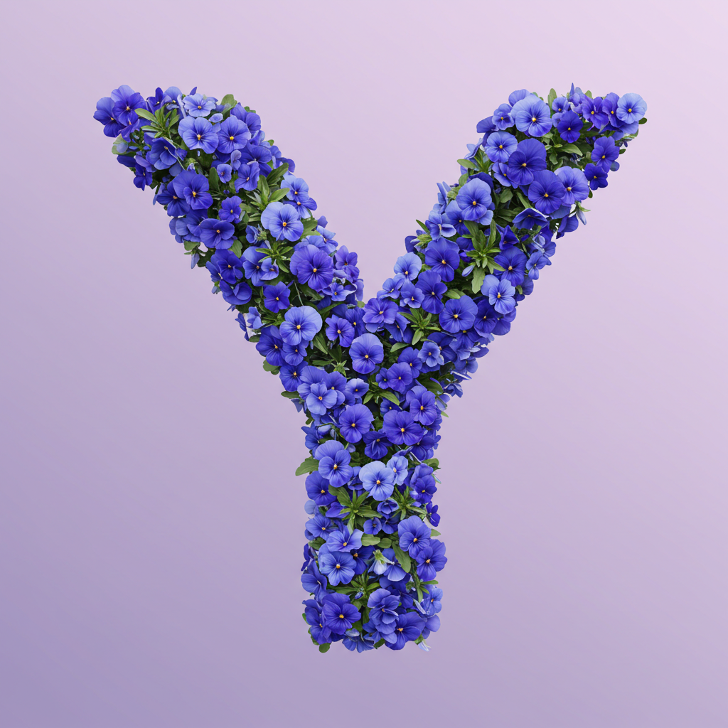 Blue pansies — letter Y