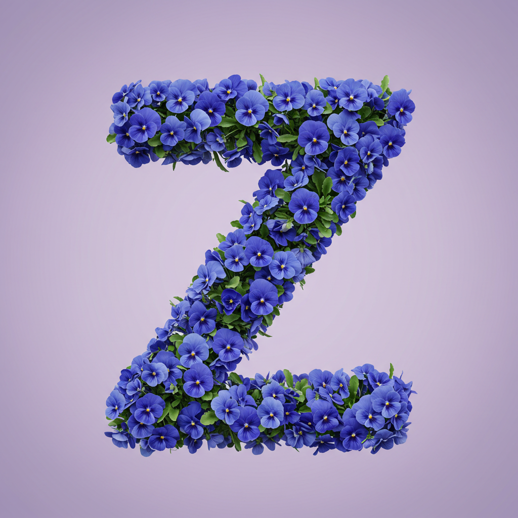 Blue pansies — letter Z