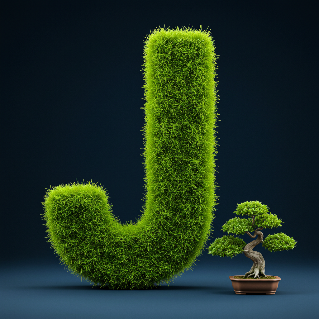 Bonsai tree — letter J (variant 2)