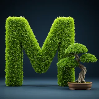 Bonsai tree — letter M (variant 2)