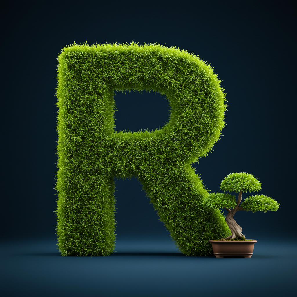 Bonsai tree — letter R (variant 2)