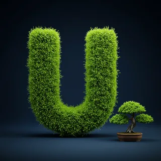 Bonsai tree — letter U (variant 2)