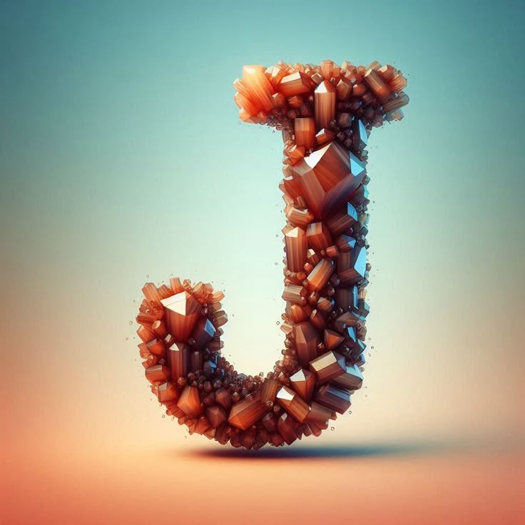 Brown crystal — letter J