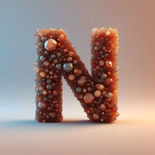 Brown crystal — letter N