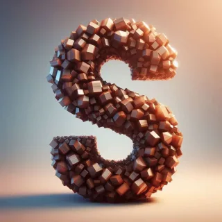 Brown crystal — letter S