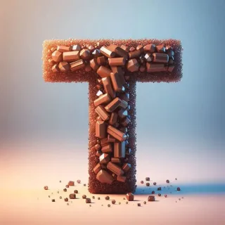 Brown crystal — letter T