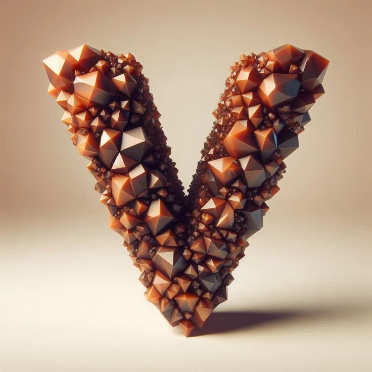 Brown crystal — letter V