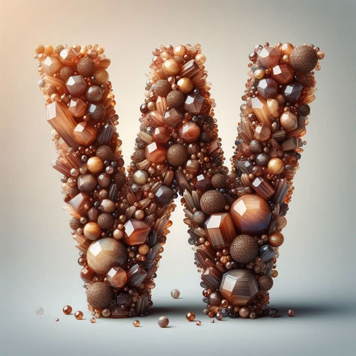 Brown crystal — letter W