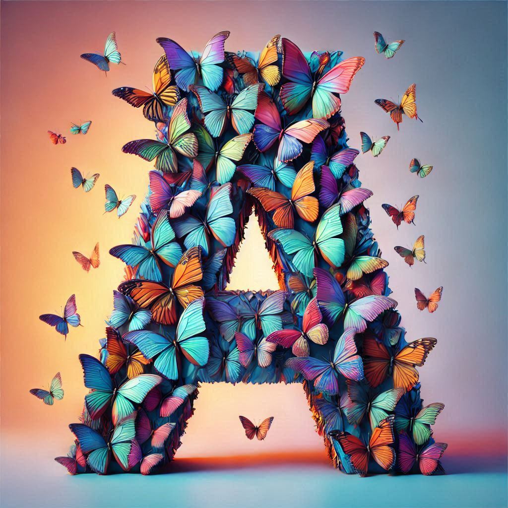 Butterfly wings — letter A