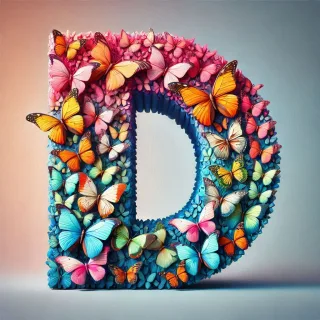 Butterfly wings — letter D (variant 2)