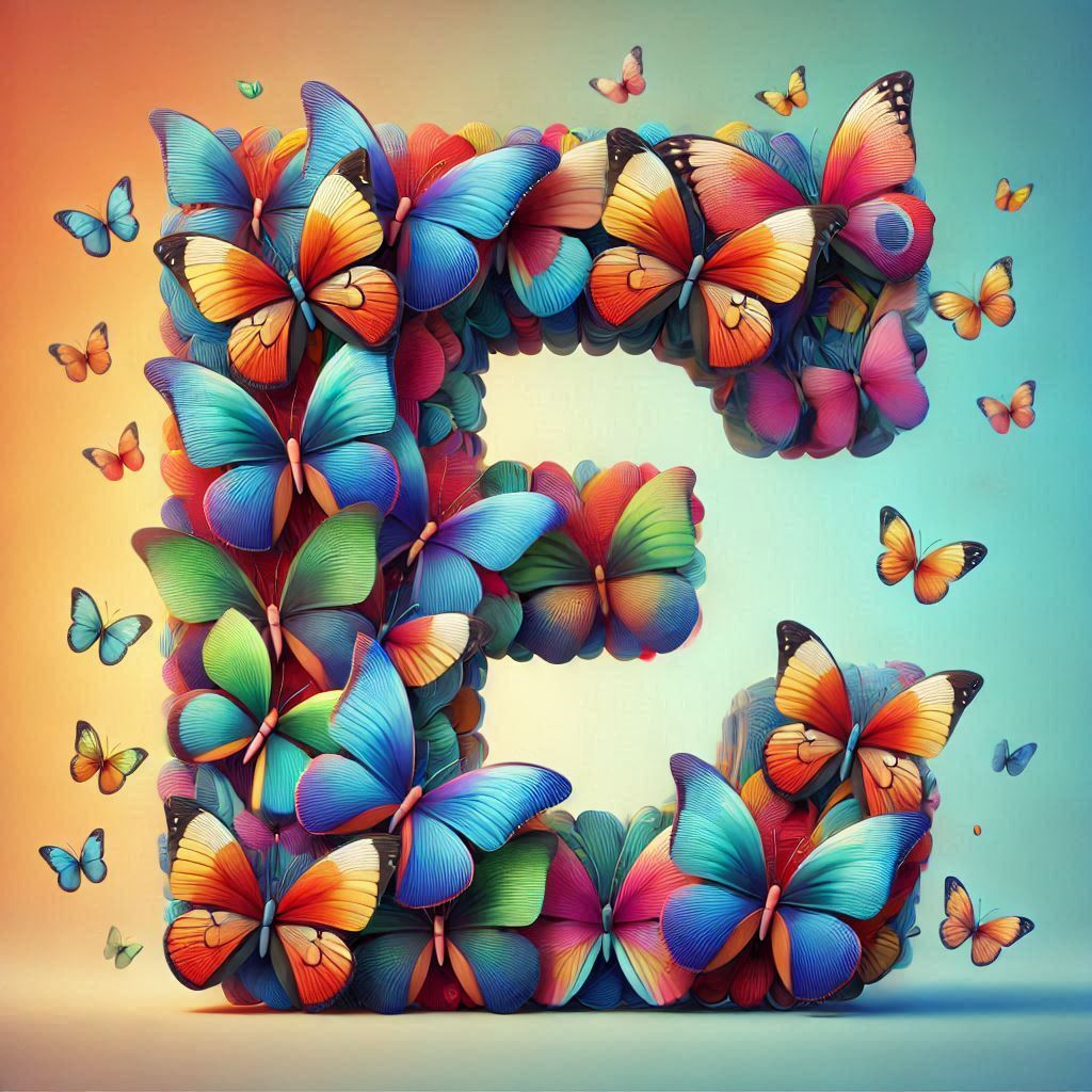 Butterfly wings — letter E