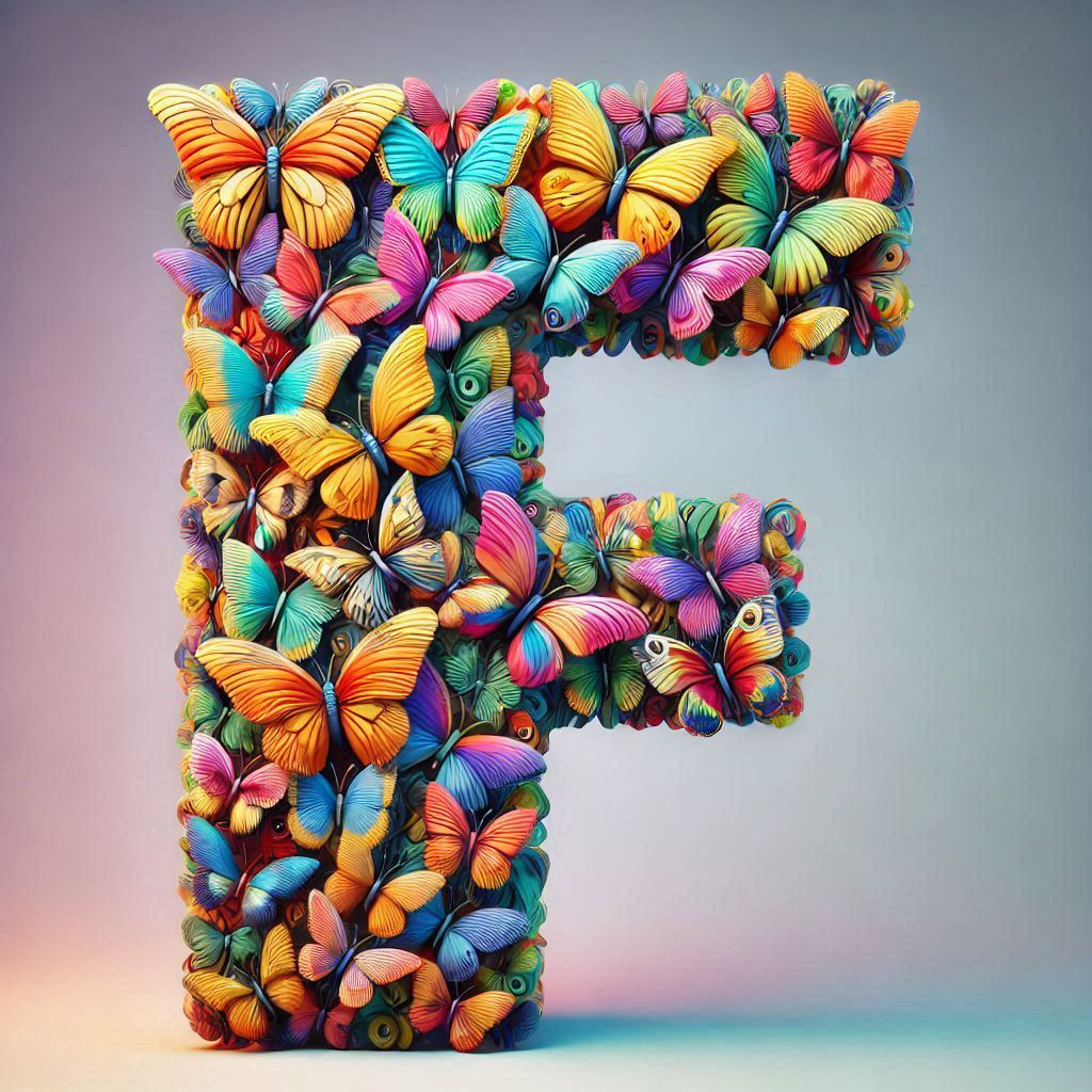 Butterfly wings — letter F (variant 2)